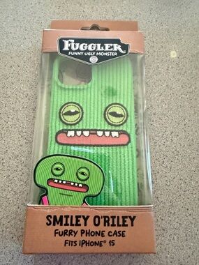 New Fuggler Smiley O'Riley Furry Phone Case fits iPhone 15 Green